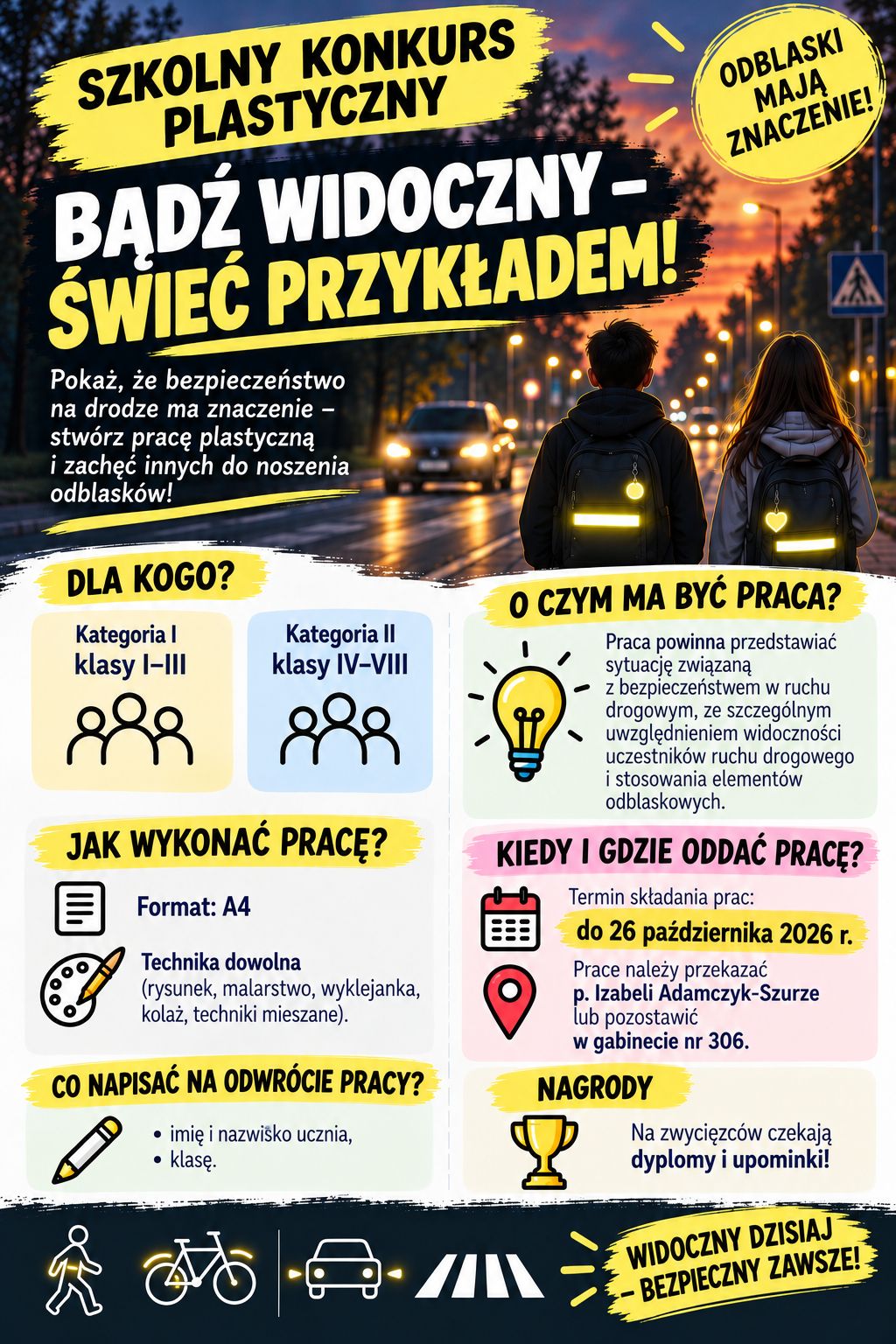 Konkurs plastyczny „Bądź widoczny – świeć przykładem!”