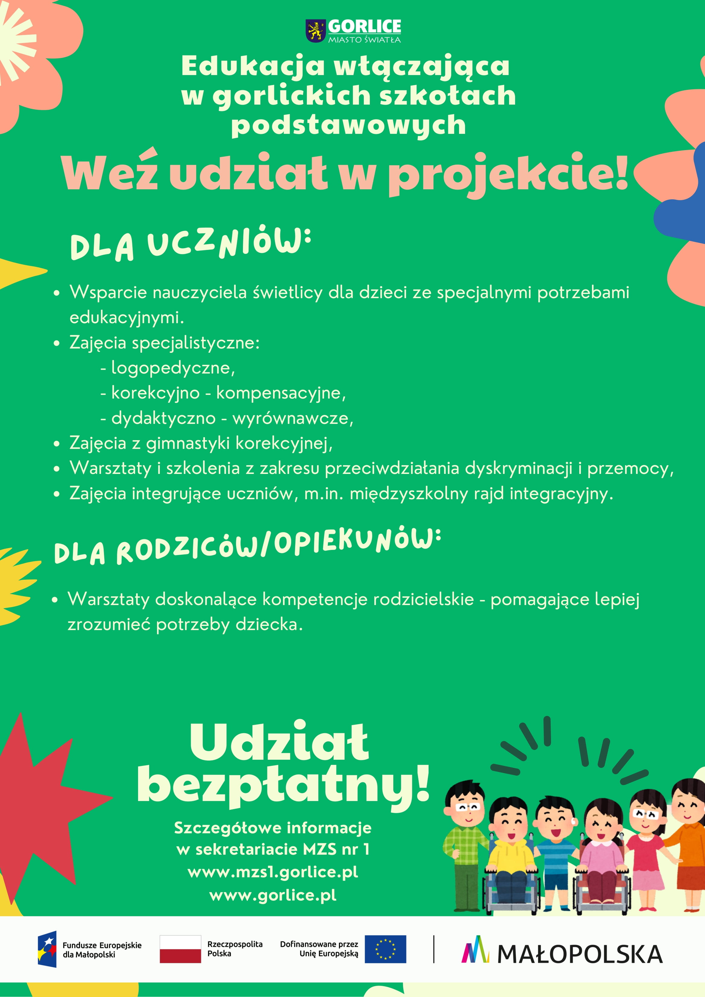 Weź udział w projekcie -„Edukacja włączająca w gorlickich szkołach podstawowych”