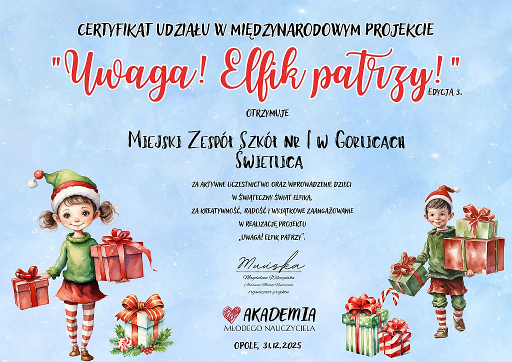 Międzynarodowy projekt ,,Uwaga! Elfik patrzy!”